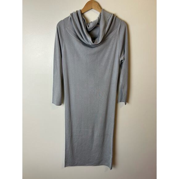 MM Lafleur The Lalita Dress Pale Grey Silk Jersey Knit Midi Dress Size‎ L - Picture 2 of 6